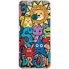 PrintiFy Huawei Y6P ile Uyumlu Grafiti Star Team Tasarımlı Şeffaf Silikon Kılıf