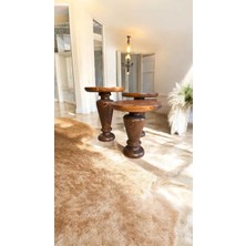 Açık Ceviz Renk 3’lü Ahşap Yan Sehpa Takımı  Mantar Form