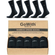 Gowith 5'li Bambu Likralı Dikişsiz 200 İğne Yıkamalı Esnek Sıkmayan Kaliteli Elegance Kutulu Siyah Soket Erkek Çorabı 3558