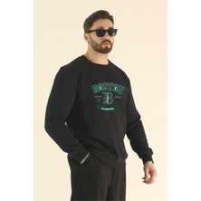 EYDAMOON Erkek Kışlık Boston Baskılı Regular Bisiklet Yaka Sweatshirt