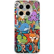 PrintiFy Tecno Camon 30 5g ile Uyumlu Grafiti Mini Tasarımlı Şeffaf Silikon Kılıf
