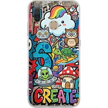 PrintiFy General Mobile Gm 10 ile Uyumlu Grafiti Create Art Tasarımlı Şeffaf Silikon Kılıf