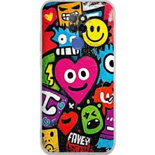 PrintiFy General Mobile Gm 20 ile Uyumlu Grafiti Aşk Tasarımlı Şeffaf Silikon Kılıf