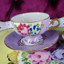 Manushum El Yapımı Porselen Sultan Kahve Fincanı- Lila 1 Adet