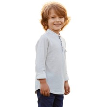 Fancy Kids Antalya Erkek Çocuk Ekru Hakim Yaka Sweatshirt Ahşap Düğme Detaylı %100 Pamuk