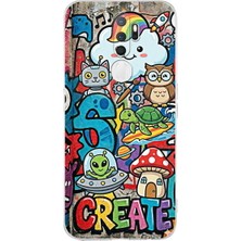 PrintiFy Oppo A9 2020 ile Uyumlu Grafiti Create Art Tasarımlı Şeffaf Silikon Kılıf