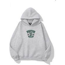 EYDAMOON Unisex Kışlık Boston Baskılı Regular Içi Yünlü Kapüşonlu Sweatshirt