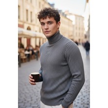 Mandala Tekstil Balıkçı Yaka Fitilli Erkek Triko Kazak