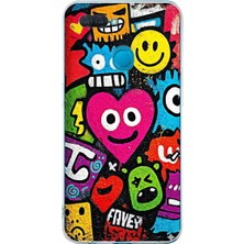 PrintiFy Oppo A12 ile Uyumlu Grafiti Aşk Tasarımlı Şeffaf Silikon Kılıf