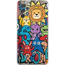PrintiFy Samsung Galaxy A72 ile Uyumlu Grafiti Star Team Tasarımlı Şeffaf Silikon Kılıf