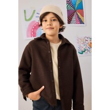 DeFacto Oversize Geniş Kalıp Polo Yaka Waffle Uzun Kollu Gömlek Erkek Çocuk G3710A825CW