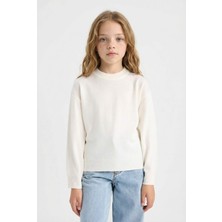 DeFacto Standart Fit Bisiklet Yaka Triko Kazak Kız Çocuk C6902A825AU