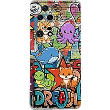 PrintiFy Huawei P50 Pro ile Uyumlu Grafiti Mini Tasarımlı Şeffaf Silikon Kılıf
