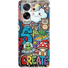 PrintiFy Xiaomi Mi 13T Pro ile Uyumlu Grafiti Create Art Tasarımlı Şeffaf Silikon Kılıf