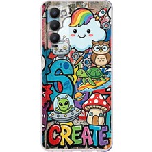 PrintiFy Tecno Camon 18P ile Uyumlu Grafiti Create Art Tasarımlı Şeffaf Silikon Kılıf