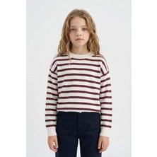 DeFacto Kız Çocuk Standart Fit Bisiklet Yaka Triko Kazak C6903A825AU