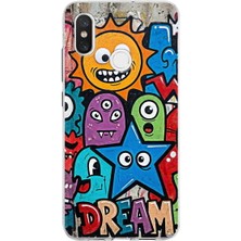 PrintiFy Xiaomi Mi 8 ile Uyumlu Grafiti Dream Street Tasarımlı Şeffaf Silikon Kılıf