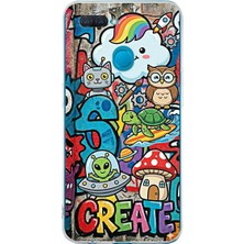 PrintiFy Oppo A5S ile Uyumlu Grafiti Create Art Tasarımlı Şeffaf Silikon Kılıf