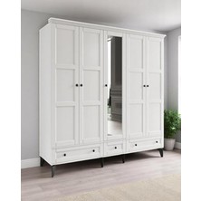 Miracool Karin Beyaz 5 Kapılı Dolap / Gardrop / %100 Mdf