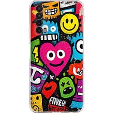 PrintiFy Huawei P Smart 2021 ile Uyumlu Grafiti Aşk Tasarımlı Şeffaf Silikon Kılıf
