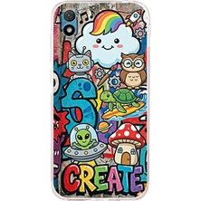 PrintiFy Huawei Y5 2019 ile Uyumlu Grafiti Create Art Tasarımlı Şeffaf Silikon Kılıf