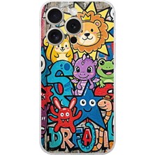 PrintiFy iPhone 15 Pro ile Uyumlu Grafiti Star Team Tasarımlı Şeffaf Silikon Kılıf