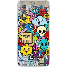 PrintiFy Xiaomi Mi Note 10 Pro ile Uyumlu Grafiti Doodle Tasarımlı Şeffaf Silikon Kılıf
