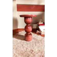 Maun Renk Doğal Ahşap Tekli Yan Sehpa El Yapımı Sehpa