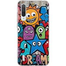 PrintiFy Xiaomi Mi 9 Lite ile Uyumlu Grafiti Dream Street Tasarımlı Şeffaf Silikon Kılıf