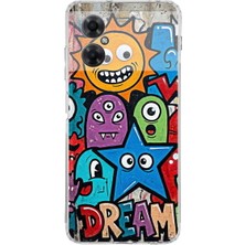 PrintiFy Redmi Note 11R ile Uyumlu Grafiti Dream Street Tasarımlı Şeffaf Silikon Kılıf