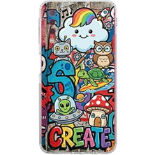 PrintiFy Samsung Galaxy A7 2018 ile Uyumlu Grafiti Create Art Tasarımlı Şeffaf Silikon Kılıf