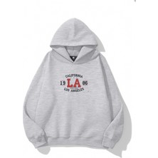 EYDAMOON Unisex Kışlık California Los Angeles Baskılı Regular Pamuklu Kapüşonlu Sweatshirt