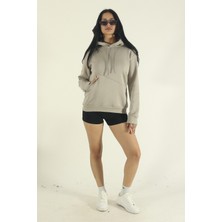 EYDAMOON Kadın Kışlık Pamuklu Puf Kumaş Yandan Cepli Kapüşonlu Sweatshirt