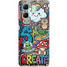 PrintiFy Infinix Hot 50I ile Uyumlu Grafiti Create Art Tasarımlı Şeffaf Silikon Kılıf