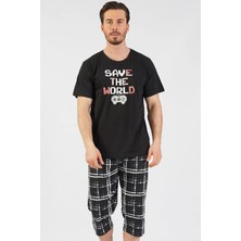 Gazzaz Pamuklu Erkek Kısa Kol Kaprili Pijama Takım