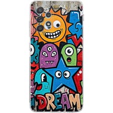 PrintiFy Samsung Galaxy A52 ile Uyumlu Grafiti Dream Street Tasarımlı Şeffaf Silikon Kılıf