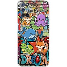 PrintiFy Oppo A92 ile Uyumlu Grafiti Mini Tasarımlı Şeffaf Silikon Kılıf