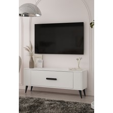Demonte Decor TV1338DD RETRO-128 Tv Sehpası Beyaz-Siyah