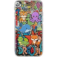 PrintiFy iPhone 6 ile Uyumlu Grafiti Mini Tasarımlı Şeffaf Silikon Kılıf