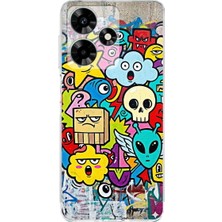 PrintiFy Infinix Hot 30 ile Uyumlu Grafiti Doodle Tasarımlı Şeffaf Silikon Kılıf