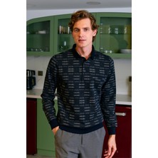 Erkek Polo Yaka Sweat Desenli Cepli Klasik Kalıp - 5231F