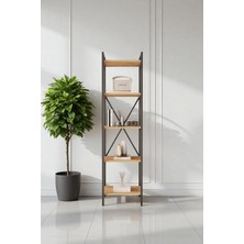 Mobitopya Nilamu 45 cm Kitaplık / Metal Aksamlı / Açık Raf / Organizer / Ofis / Ev / 5 Raflı Kitaplık
