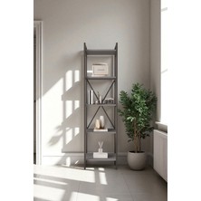 Mobitopya Nilamu 45 cm Kitaplık / Metal Aksamlı / Açık Raf / Organizer / Ofis / Ev / 5 Raflı Kitaplık