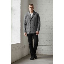 Black Steel Düğme Detaylı Cepli Kruvaze Hırka %100 Pamuk Casual Stil S Beden