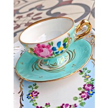 Manushum El Yapımı Porselen Sultan Kahve Fincanı- Mint 1 Adet