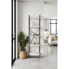 Mobitopya Nilamu 45 cm Kitaplık / Metal Aksamlı / Açık Raf / Organizer / Ofis / Ev / 5 Raflı Kitaplık