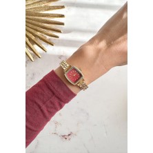 Oqqo Lyra Bordo Kadran Gold Kordon Kadın Kol Saati