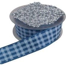 Nuvigo Tafta Ekoseli Kurdele 25 mm Indigo 5 Metre