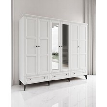 Miracool Karin Beyaz 6 Kapılı Dolap / Gardrop / %100 Mdf