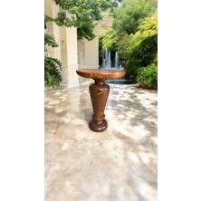 Tekli Mantar Yan Sehpa Açık Ceviz Renk Doğal Ahşap Sehpa